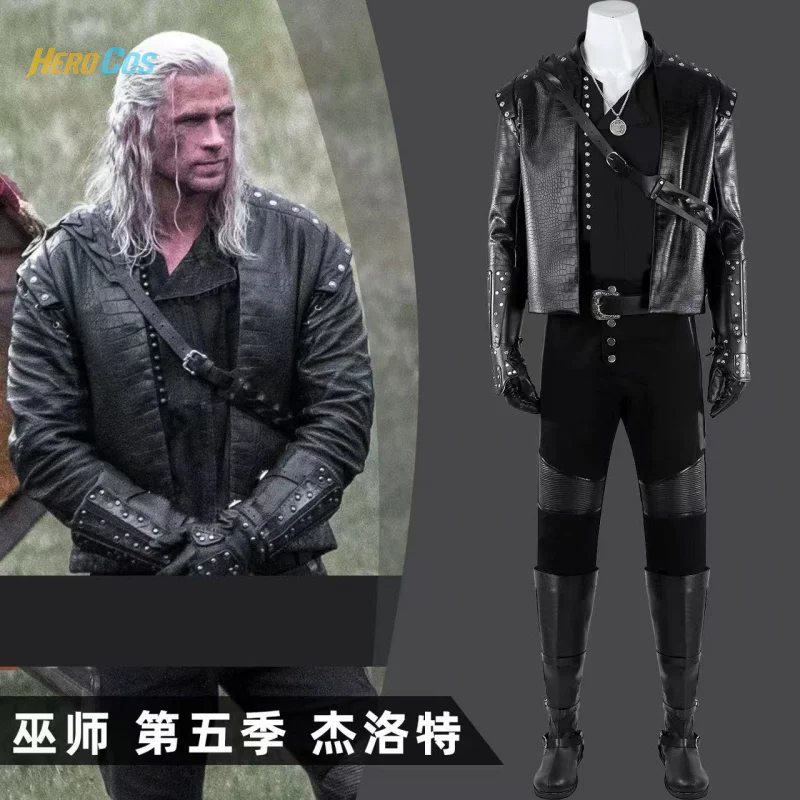 Witcher 5 Geralt of Rivia Cosplay Costume Full Set Uniform Coat Props Accessories Women Halloween Carnival Party HERO Cos