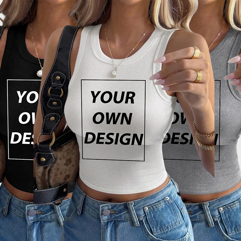 Customize Print Cotton Vest Women Summer Outfits Tight And Sexy Tank Tops Knitted Bottom Shirt And Sleeveless Top For Outerwear