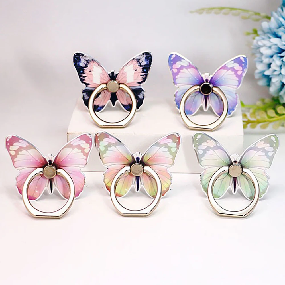 Luxury Universal Beautiful Butterfly Mobile Phone Handle Holder Suitable Mobile Phone Finger Ring Holder Adhesive Holder