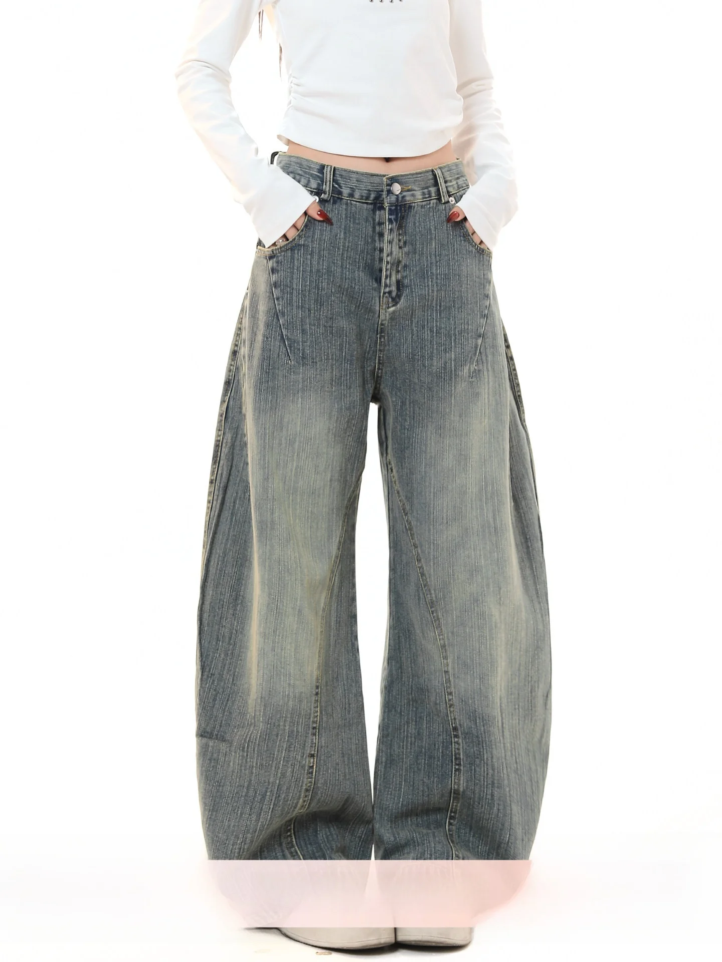 Retro American Sle Knife Jeans Women Loose Casual Spring Lazy Loose Fit Casual Versatile Long Trousers