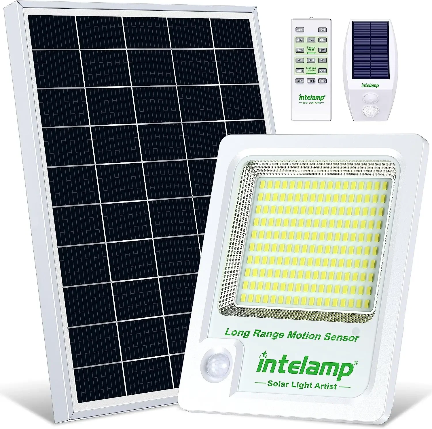 Solar Light Outdoor Motion Sensor Flood Security With Remote Control Powered Wall Dusk to Dawn Garden Porch Farm