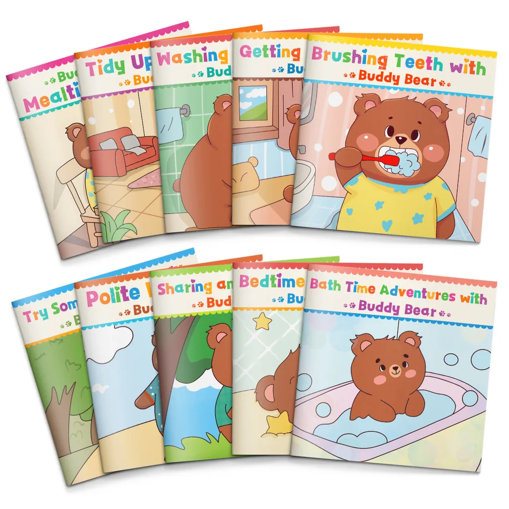 Buddy Bear—10-Book Early Learning Picture Book Set for Toddlers |Life Skills, Manners, Bedtime&Daily Routines