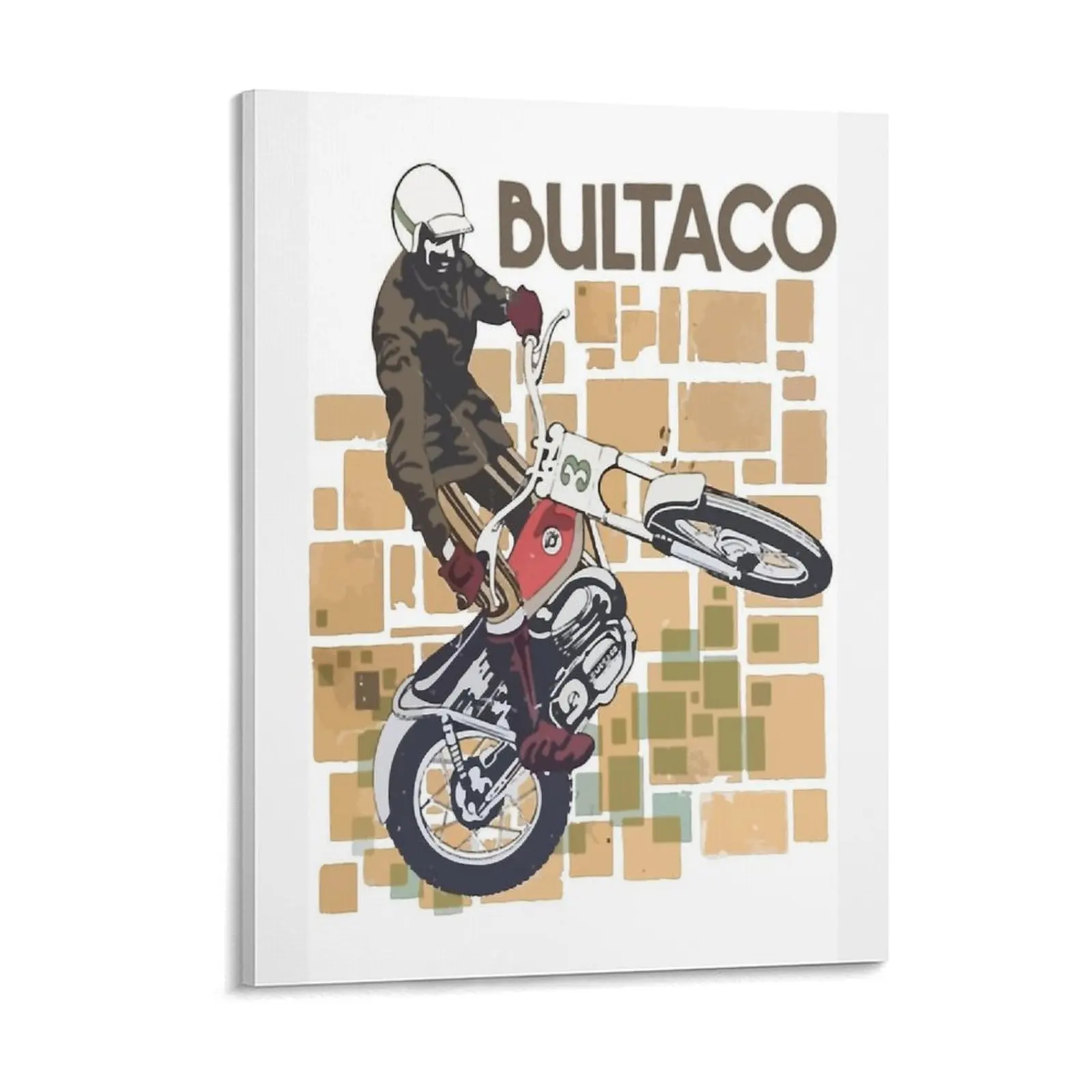 Bultaco Moto Rider Canvas Painting Kitchen Create Wall Decor Framed Wall Paintings