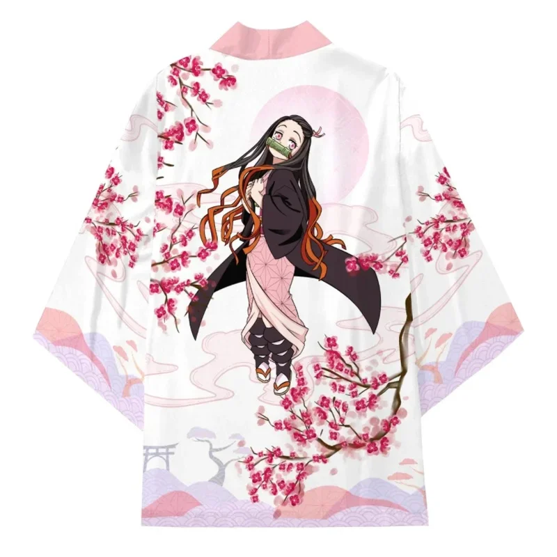 Cosplay Anime New Anime Demon Slayer Kamado Nezuko Cosplay Costumes Kimono Jacket Women Girl Cardigan Pajamas Bathrobe Pink 72th