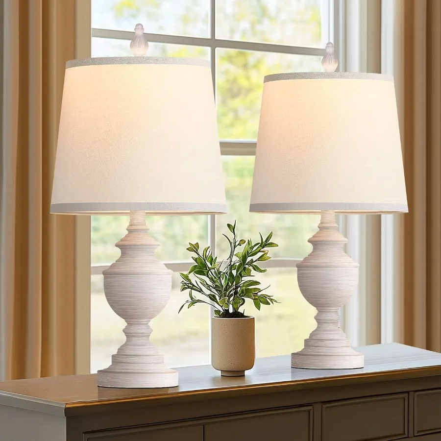 Retro Table Lamps Set of 2 Bedside Lamp for Bedroom Rustic Farmhouse Table Lamps for Living Room 22" Vintage Nightstand Lamps w