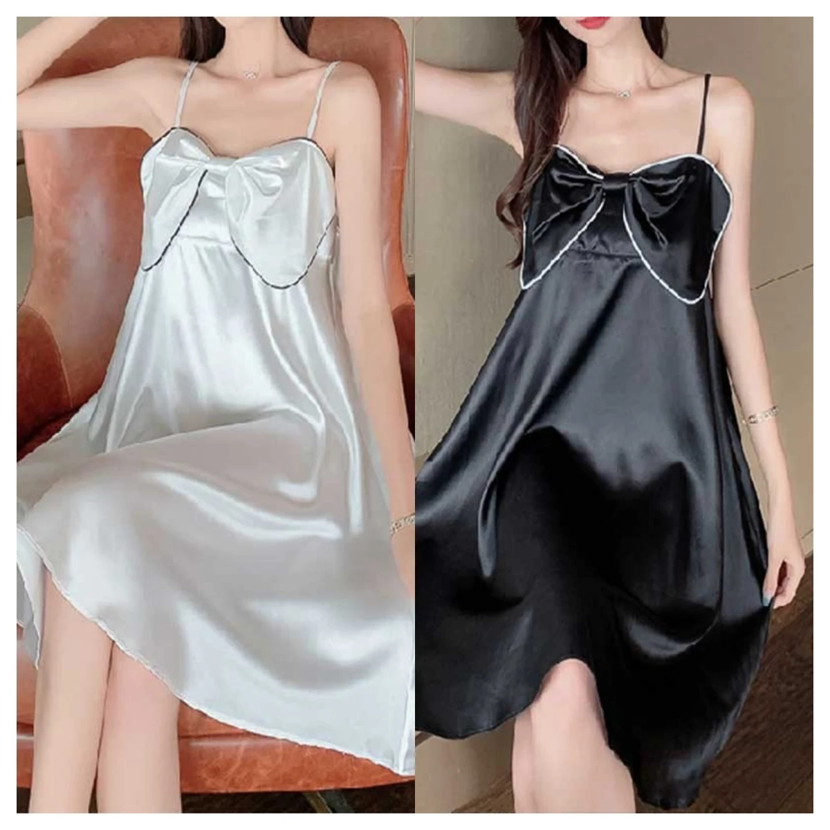 Pregnant Woman Homewear Women's Nightdress Suspenders Sleeping Dress Ice Silk Solid Open Back Pajamas Thin Bow Gifts Loungewear