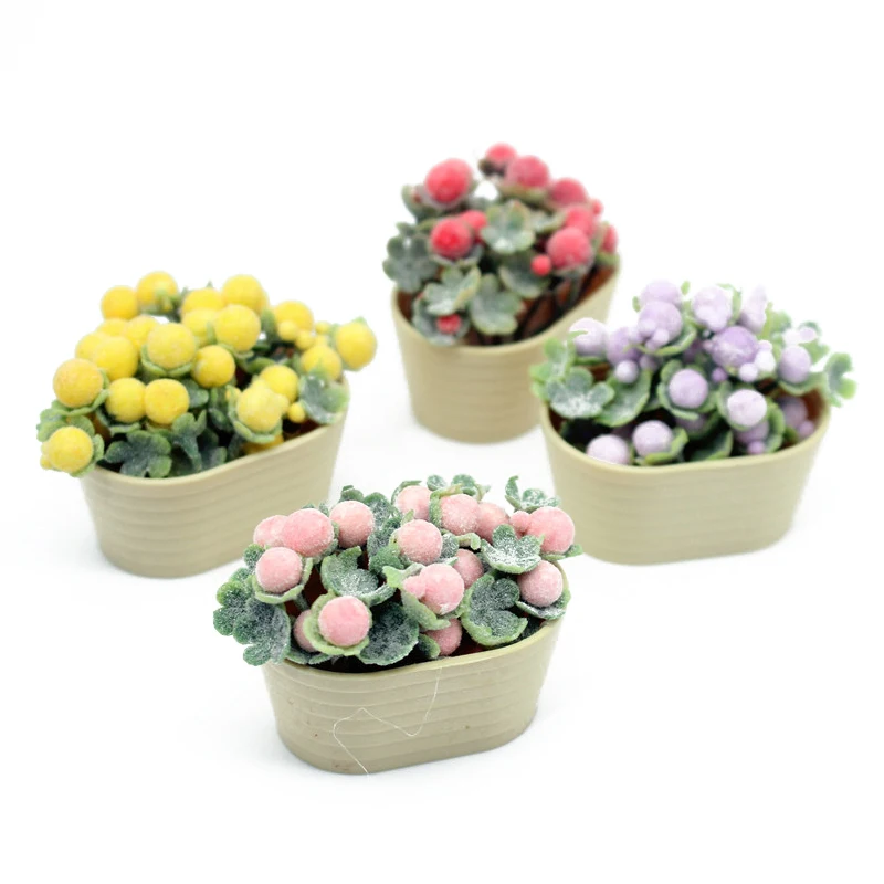 1/12 Dollhouse Simulation Flower Plant Potted Dollhouse Mini Home Decoration Dolls House Micro Landscape Plant Accessories