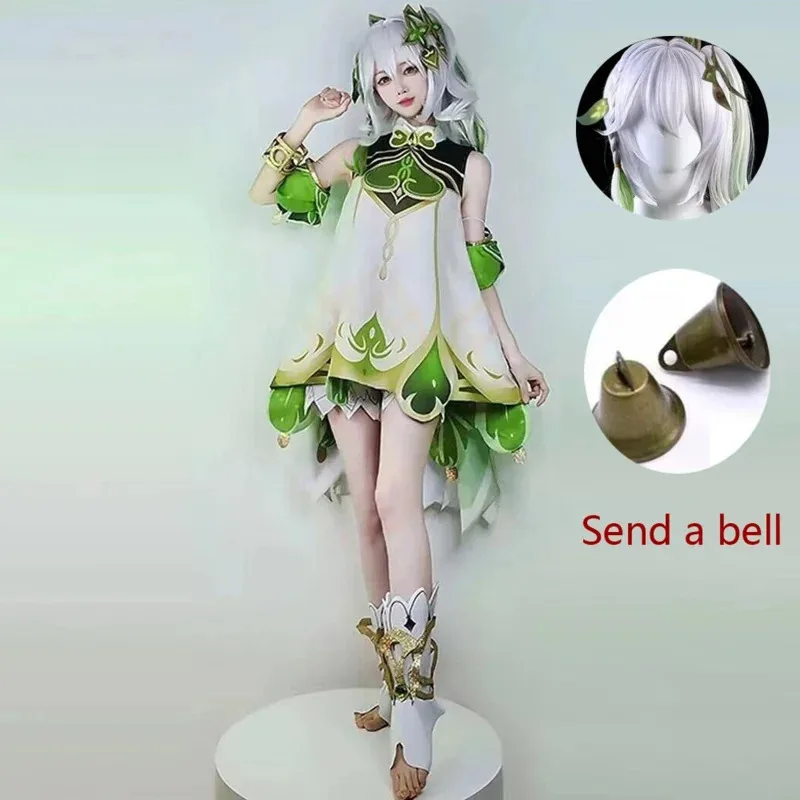 Genshin Impact Full Set Cosplay Costume Wig Sumeru Dendro God Nahida Women Girl Kids Dresses Suit Uniform Outfit P NA1s;2'd,5.h;