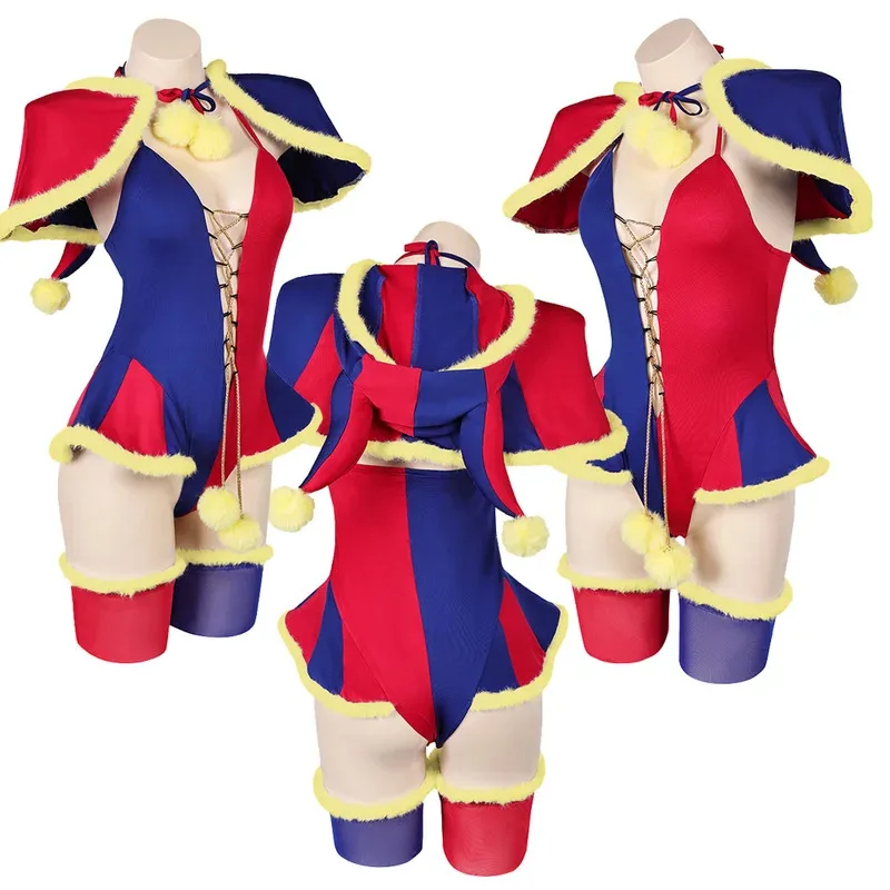Pomni Role Cosplay Sexy Lingerie Cartoon Costume Shawl Outfits Halloween Women Female Suit