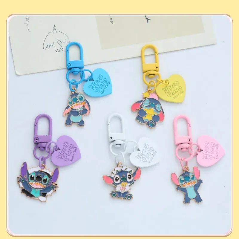 Anime Lilo & Stitch Keychain Cartoon Figure Stitch Angel Badge Pendant Cute Jewelry Accessories Car Backpack Key Holder