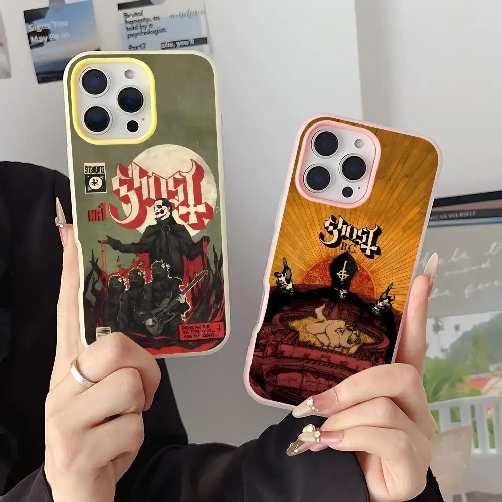Rock Ghost Heavy Metal Band Phone Case 2-in-1 Detachable for iPhone 17-13 Clear Case Multi-Color Card Holder Soft TPU Shockproof