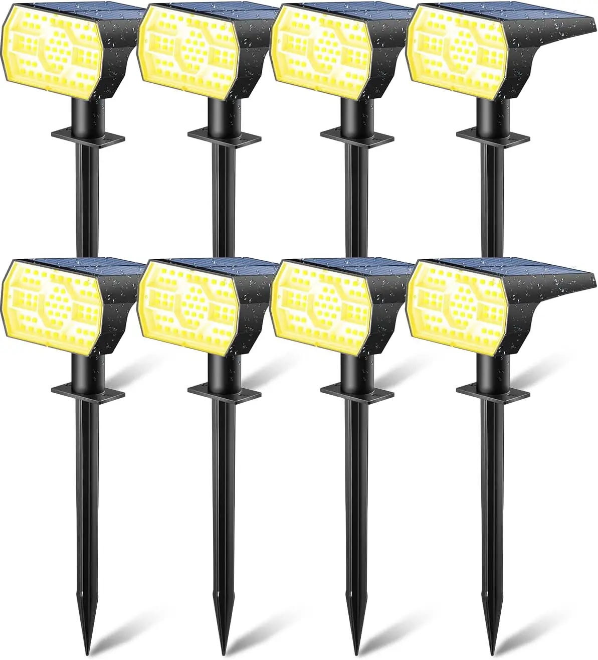 Solar Spot Lights Outdoor Waterproof IP68, 3 Modes 56LED Dusk to Dawn for Yard Garden Pathway (Warm White, 8 Pack)