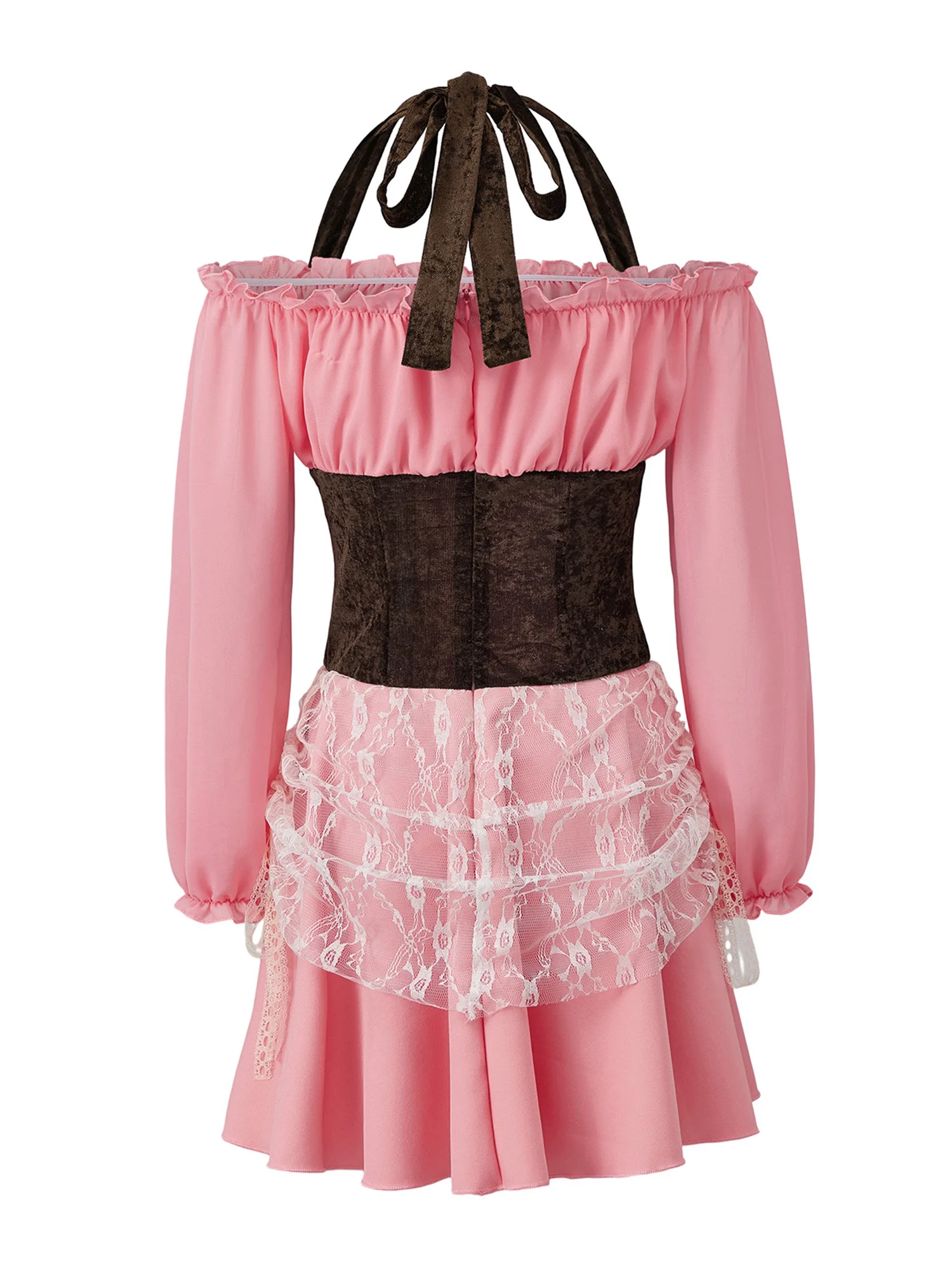 Sexy Pirate Costume Women s Halloween Cosplay Outfit with Long Sleeve Short Dress for Party Club Stage Performance