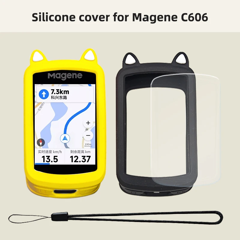 Quality Silicone Case and LCD Screen Protector for Magene C606 GPS Computer MAGENE 606 c606 Case Cover Film Bike Accessories