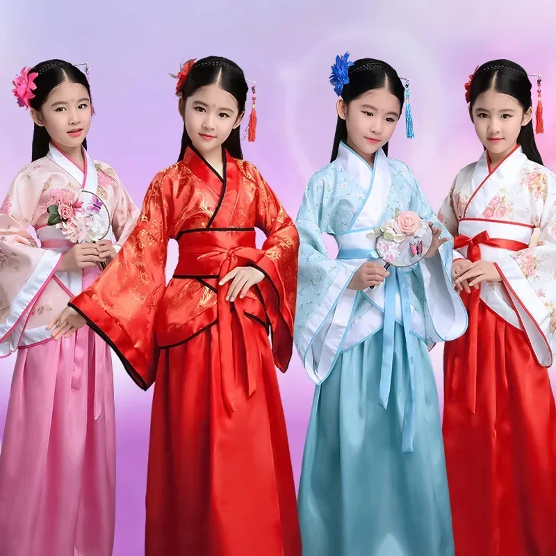 2026Kids Set Ancient Chinese Costume Dance Performance Cosplay Chinese Traditional Dress for Girls Show Child Hanfu