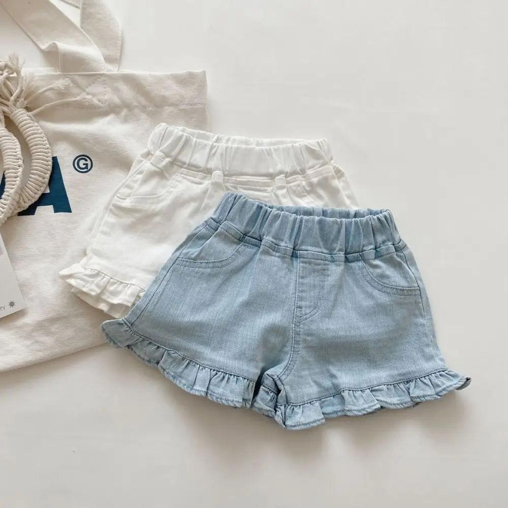 1Pcs Casual Girl Denim Shorts Fashionable Summer Korean Version Children Pant Soft Fungus Edge Kid Short Jeans