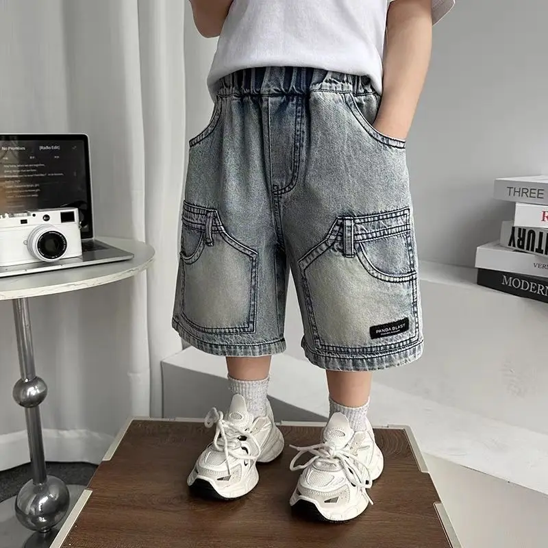 2026 New Boys' Summer Lightweight Korean Style Jeans Shorts Stylish Toddler Boys' Casual Summer Outfit