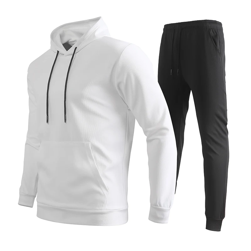 2026 Men's Hoodies Sets Oversized Grey Women Pullover Tracksuit Spring Autumn Casual Hoodie Sweatshirt Solid Sportswear Set Male