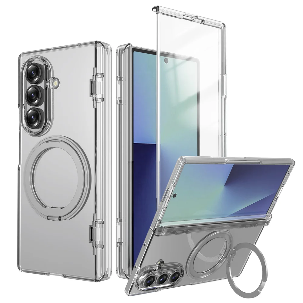 360° Rotating Magnetic Stand Hinge Shockproof Phone Case for Samsung Galaxy Z Fold 7 Fold7 for Magsafe Wireless Charging Cover