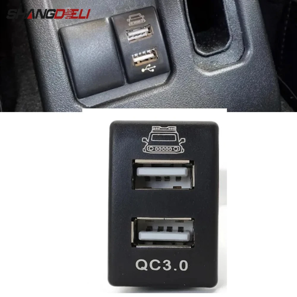 1PC For Suzuki Jimny Modified Dual QC3.0 USB Charger Socket Phone Charge Adapter Outlet Car Accessories