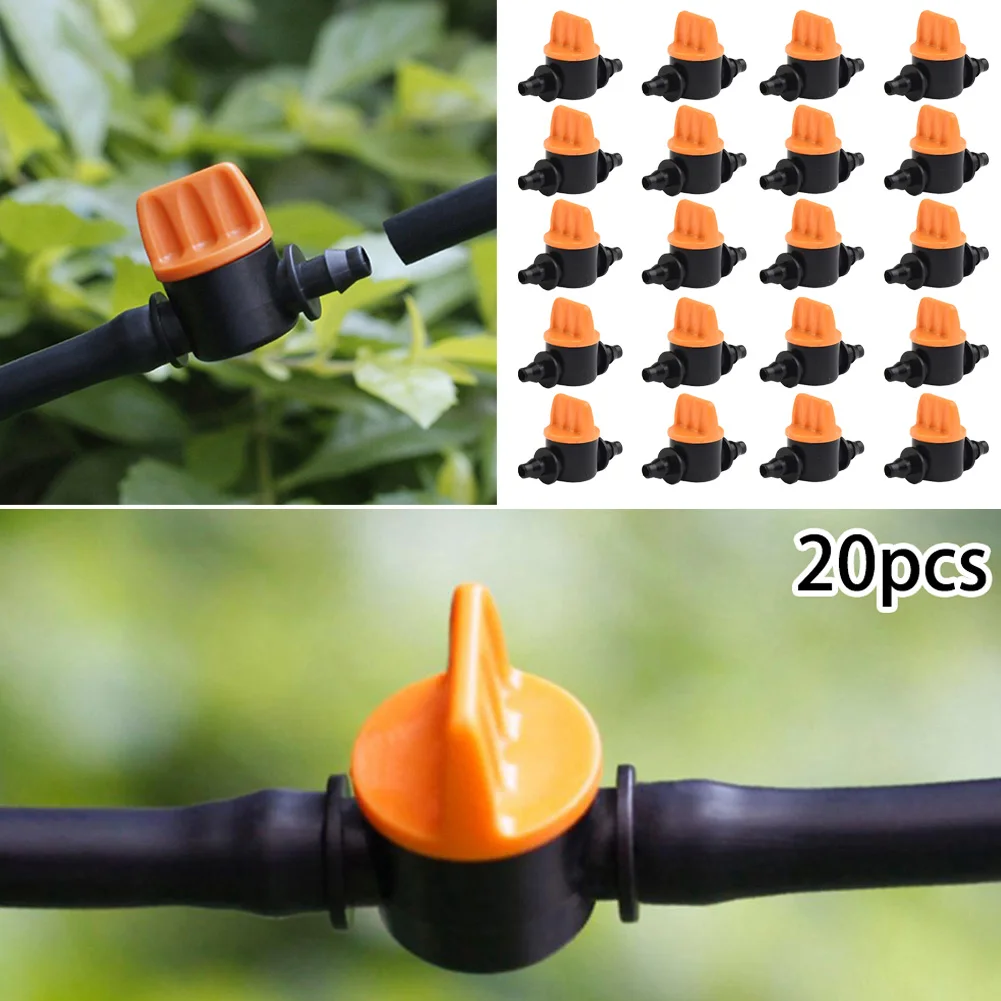 20Pcs Hose Valve Garden Tap Garden Drip Irrigation Fittings Pipe Connectors Water Valve For 4/7mm Water Flow Control Valve