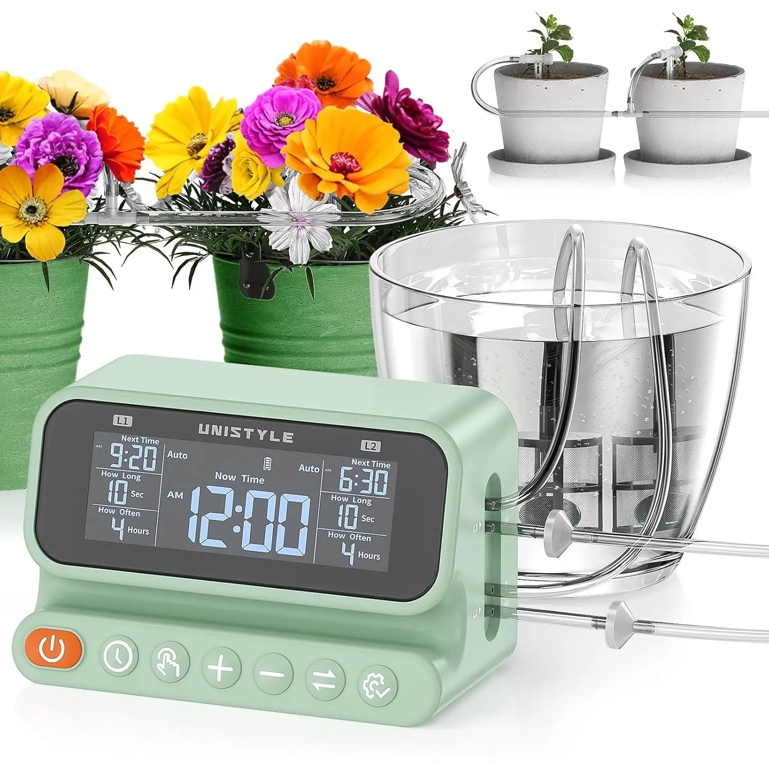 2 Zone Automatic Plant Waterer for Indoor, Programmable Drip Irrigation System for 30 Potted Plants