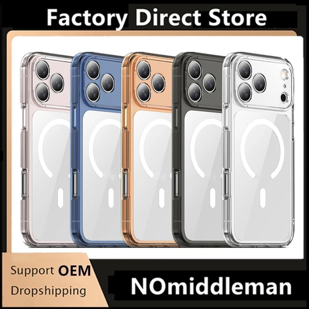 For iPhone 17 Pro Max Wireless Charger Thin Cover Magnetic Case For iPhone 17 Pro Max Case Anti Yellow Transparent Cover