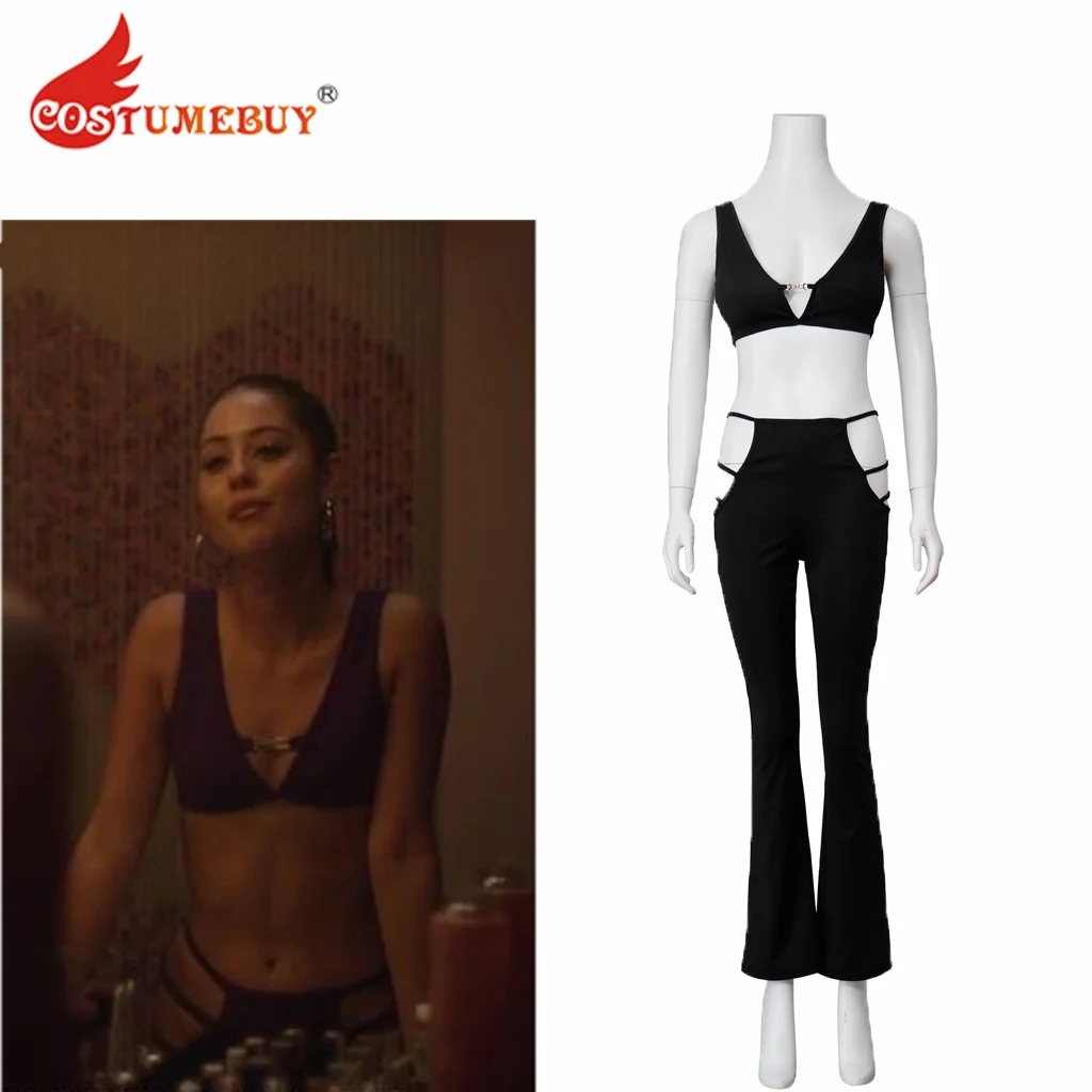 Maddy Costume Black Tank Bra Top and Cutout Pants Outfits Y2K Streetwear Party Clubs Wear Sexy Woman Set
