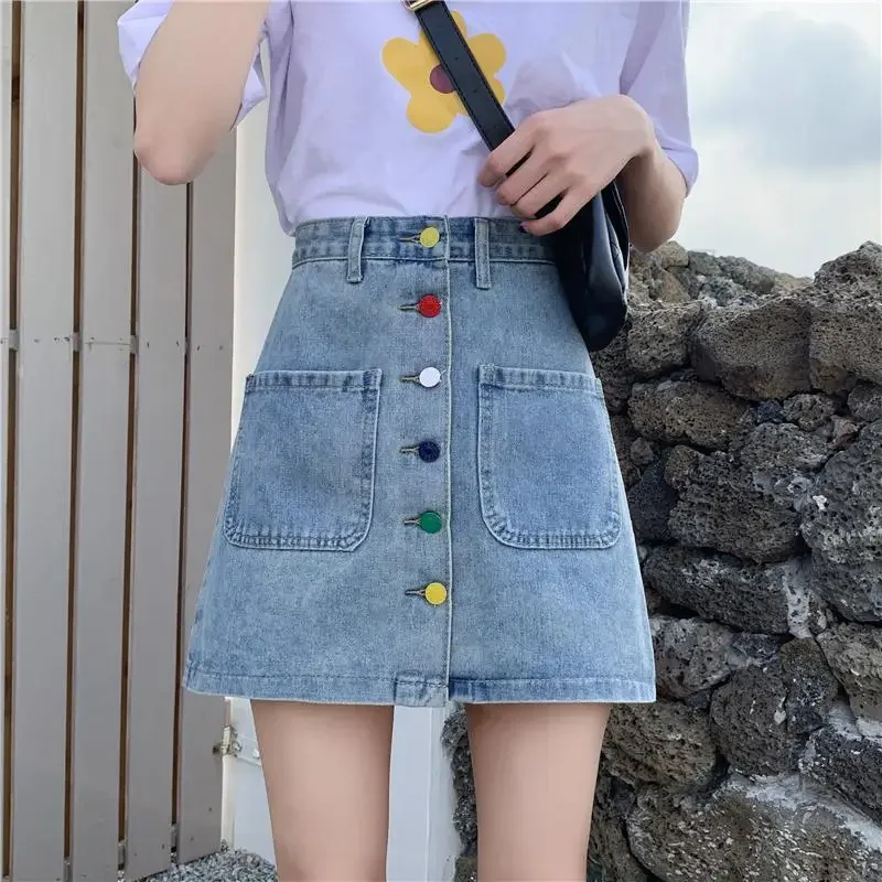 Woman Denim Skirt Retro Blue Short Jeans Skirts For Women Vintage Luxury Elegant Cheap Streetwear Clothing Sales Premium Modest
