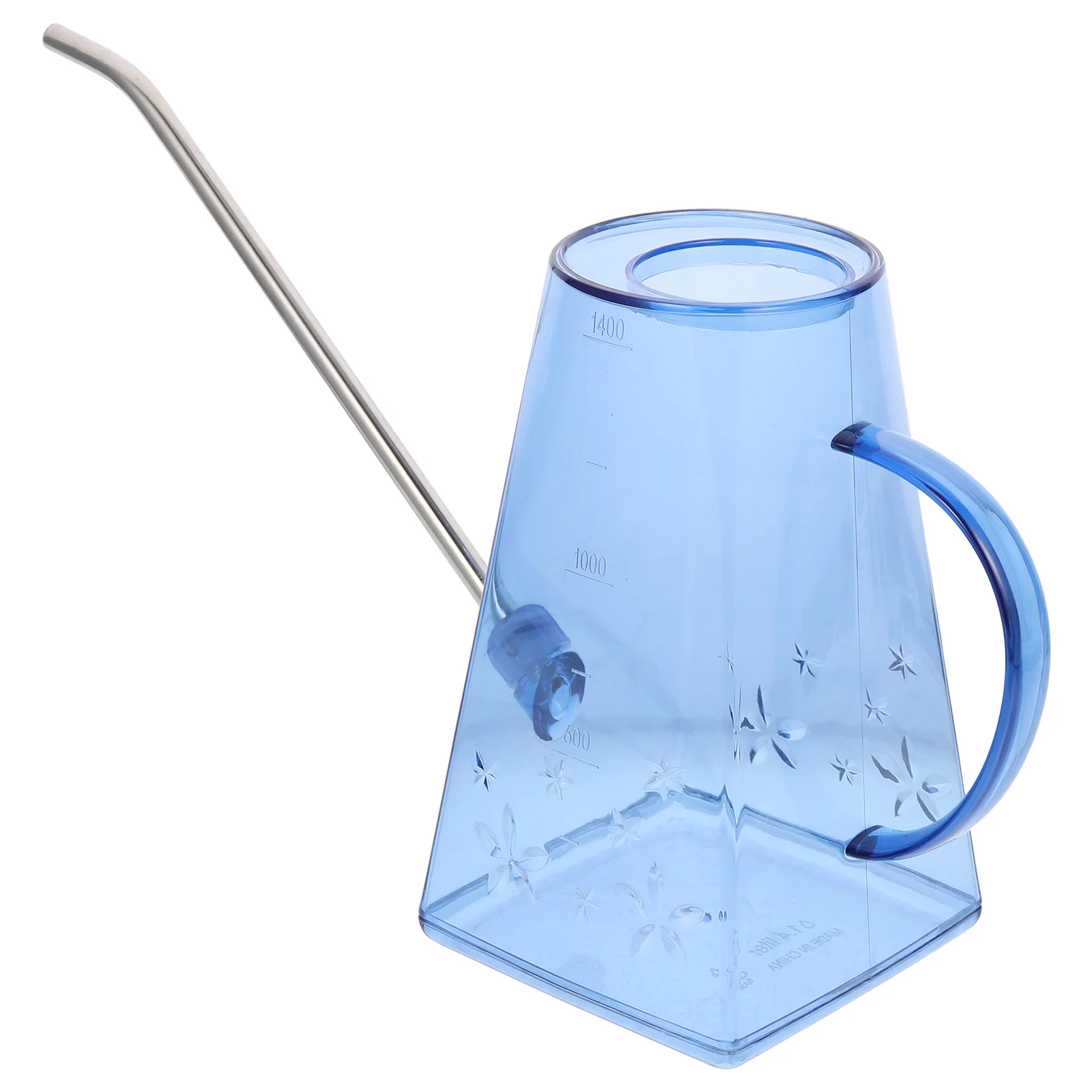 1pc Long Spout Watering Can Transparent Large Capacity Plastic Stainless Steel Gardening Tool For Indoor Outdoor Plants