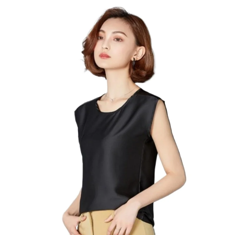 Sexy Silk vest women sleeveless top summer Solid color blouse shirt plus size