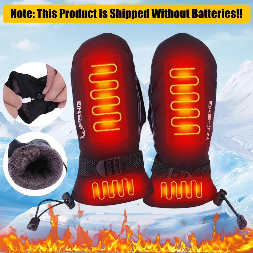 Electric Heating Gloves Cold-Proof Electric Heated Gloves Waterproof 3 Gear Temperature for Outdoor Camping Hiking