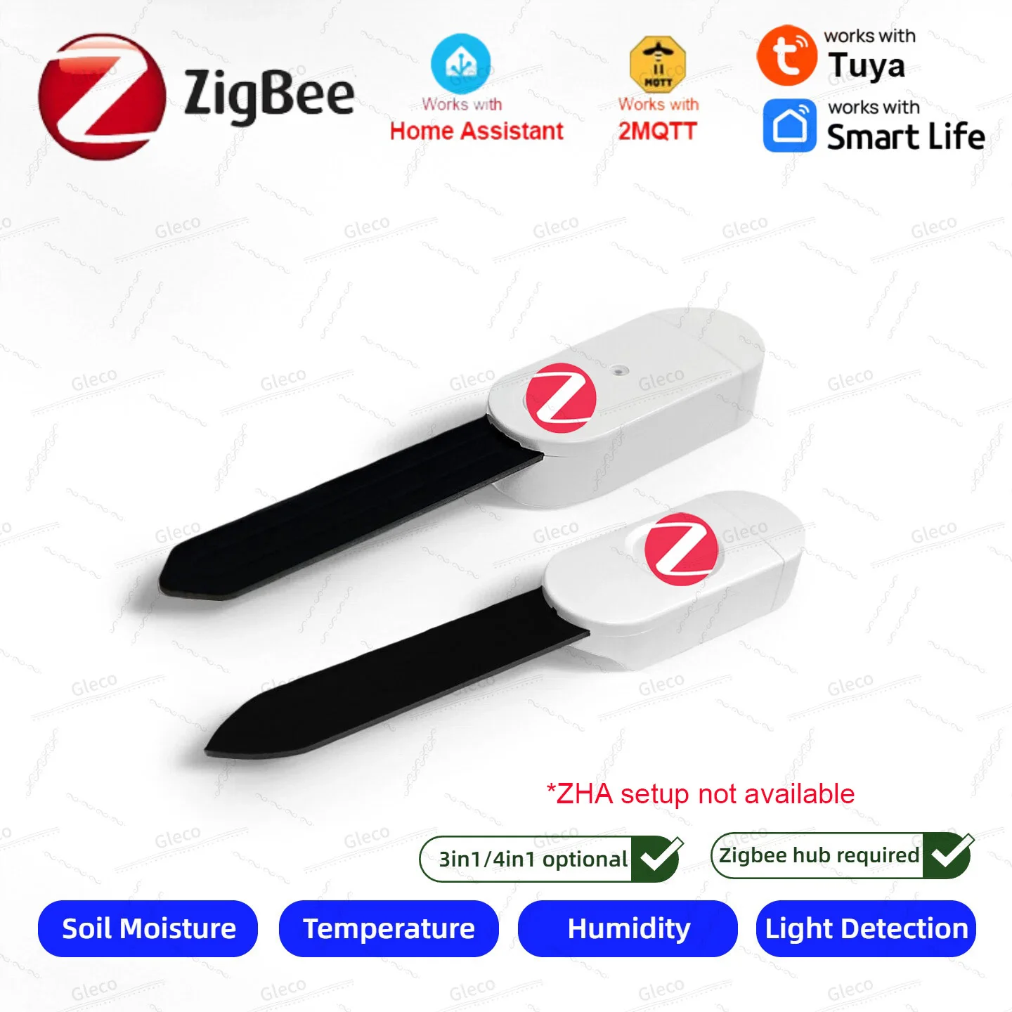 Zigbee Soil Moisture Sensor Meter Temperature Humidity Fertility Light Tester For Tuya Smart Life Z2M Home Assistant Automation