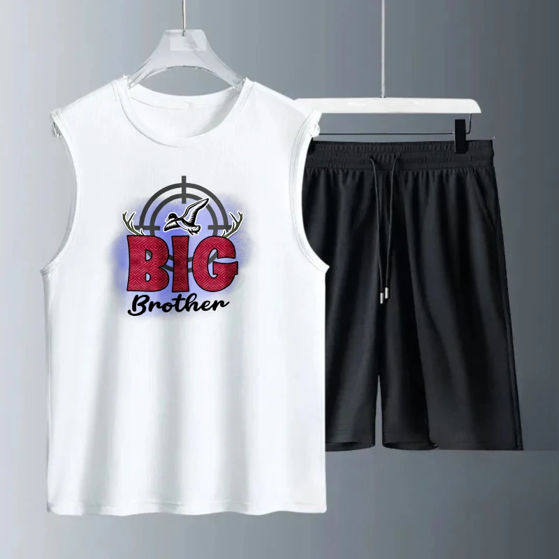 Men's vest suit Summer sleeveless printed Big Brother tank Tops + shorts suit tracksuit men y2k tracksuit Quick drying men's