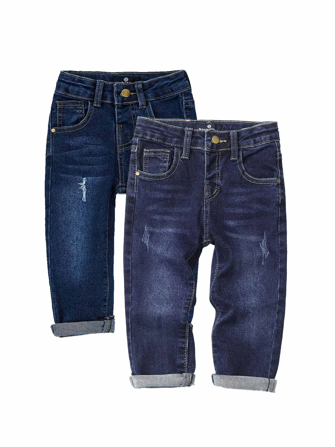 Boys' Fashion Street Style Stretchy Jeans Solid Color Slim Fit Denim Pants Kid Trousers for Spring & Autumn