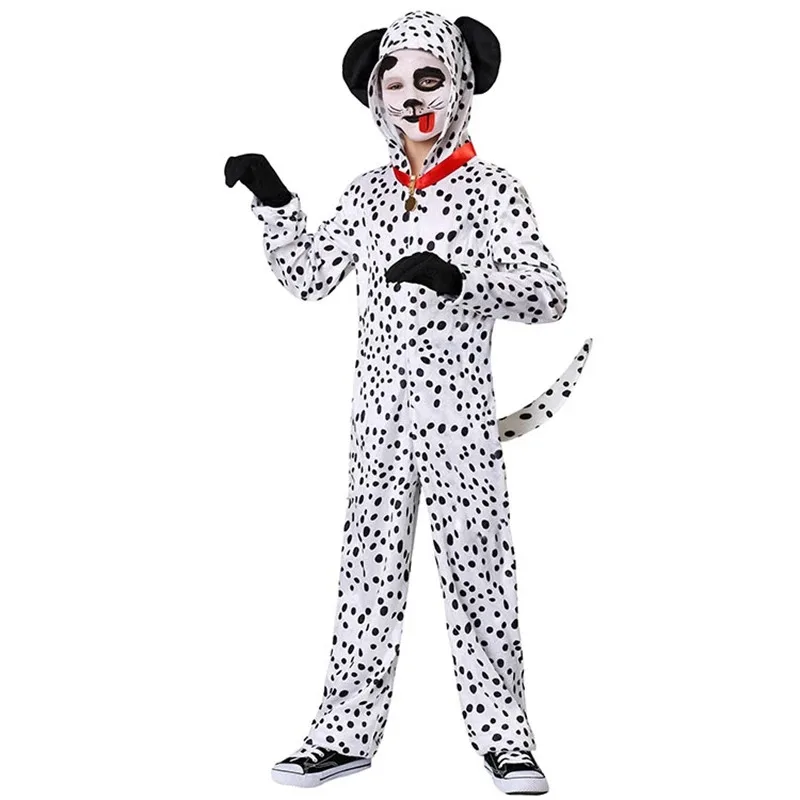 az15halloween Boys Onesie Dalmatian Spotty Dog Cosplay Costume Black White Cute Animal Kigurumi Kids Jumpsuit Pajama for Ad