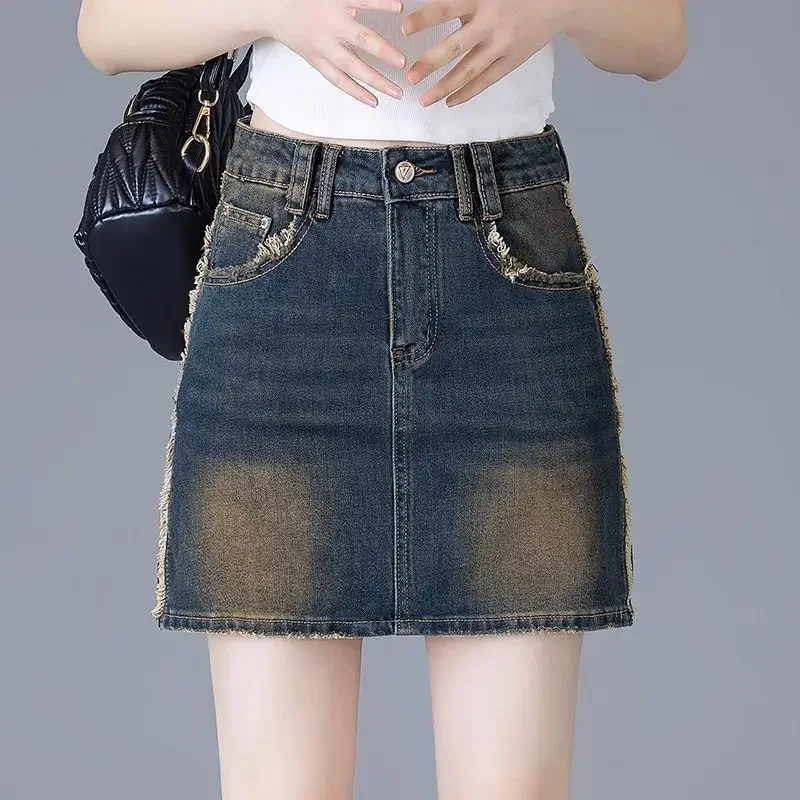 High Waist Female Jeans Skirts Short Y2k Vintage Casual Aesthetic Summer 2025 Cheap A Line Korean Style Women's Denim Skirt