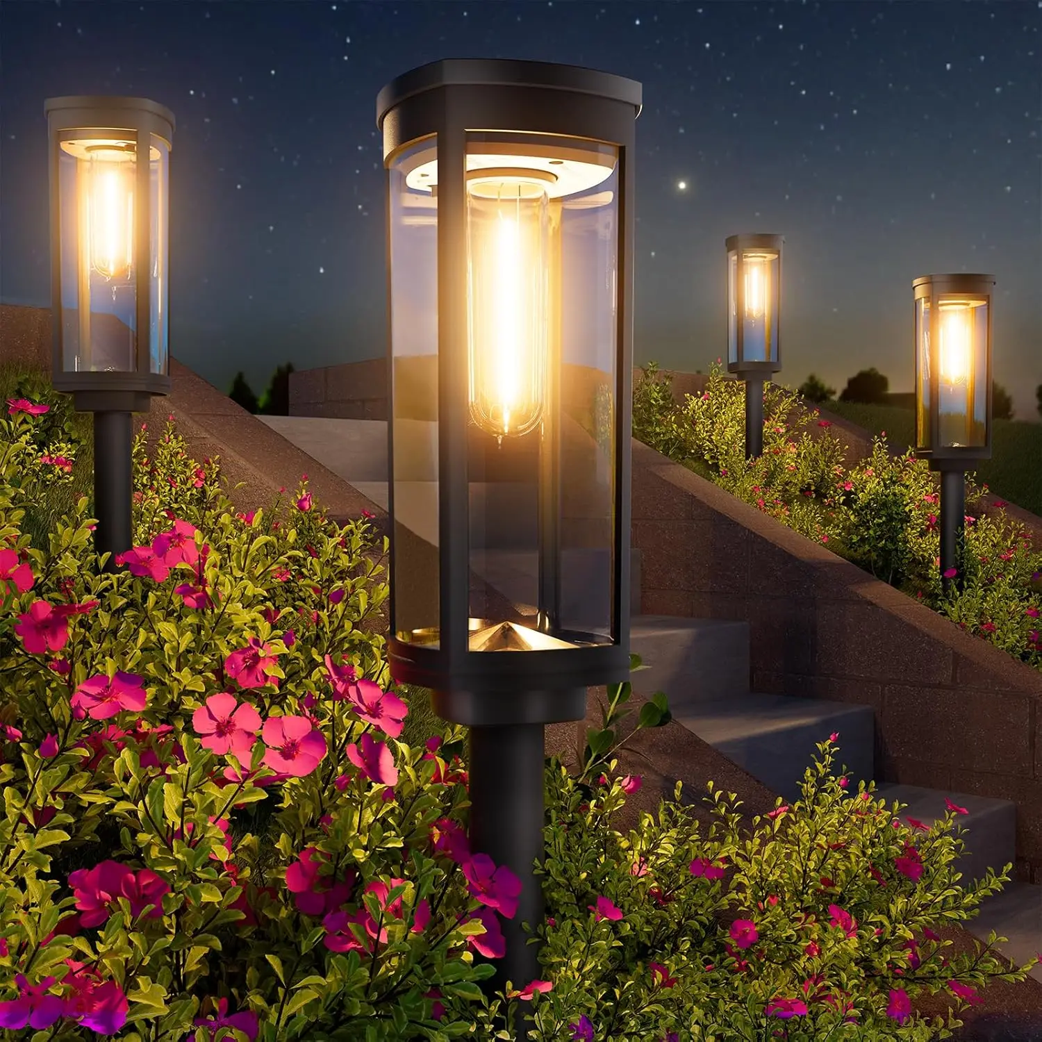 8 Pack Solar Pathway Lights Outdoor, Waterproof IP65 Auto On/Off Garden Lighting for Lawn Patio Walkway Driveway Decor