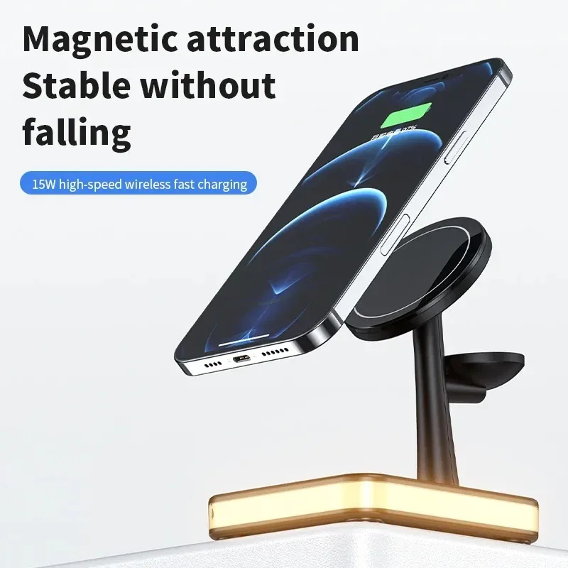 30W 3 in 1 Wireless Chargers Stand For iPhone 17 16 Pro Max Mini Magnetic Fast Charging Dock Station For Airpods Pro/Apple watch