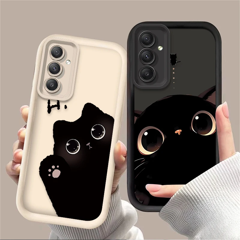 Lovely Big Eyed Cat Phone Case for Samsung Galaxy A54 A05 A05S A34 A24 A14 A53 A33 A23 A13 A52 A52S A32 A22 A12 A71 A51 A31 A50
