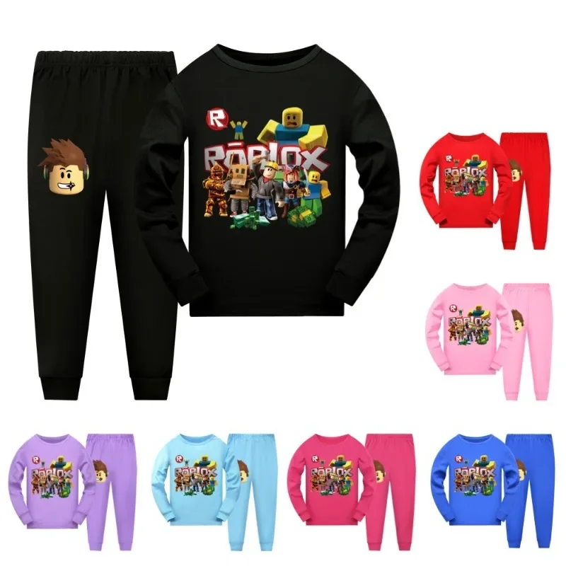 Cartoon Roblox Pajama Set for Kids Thin Long Sleeve Sleepwear 2pcs Spring Nightwear Creative Children's Gift