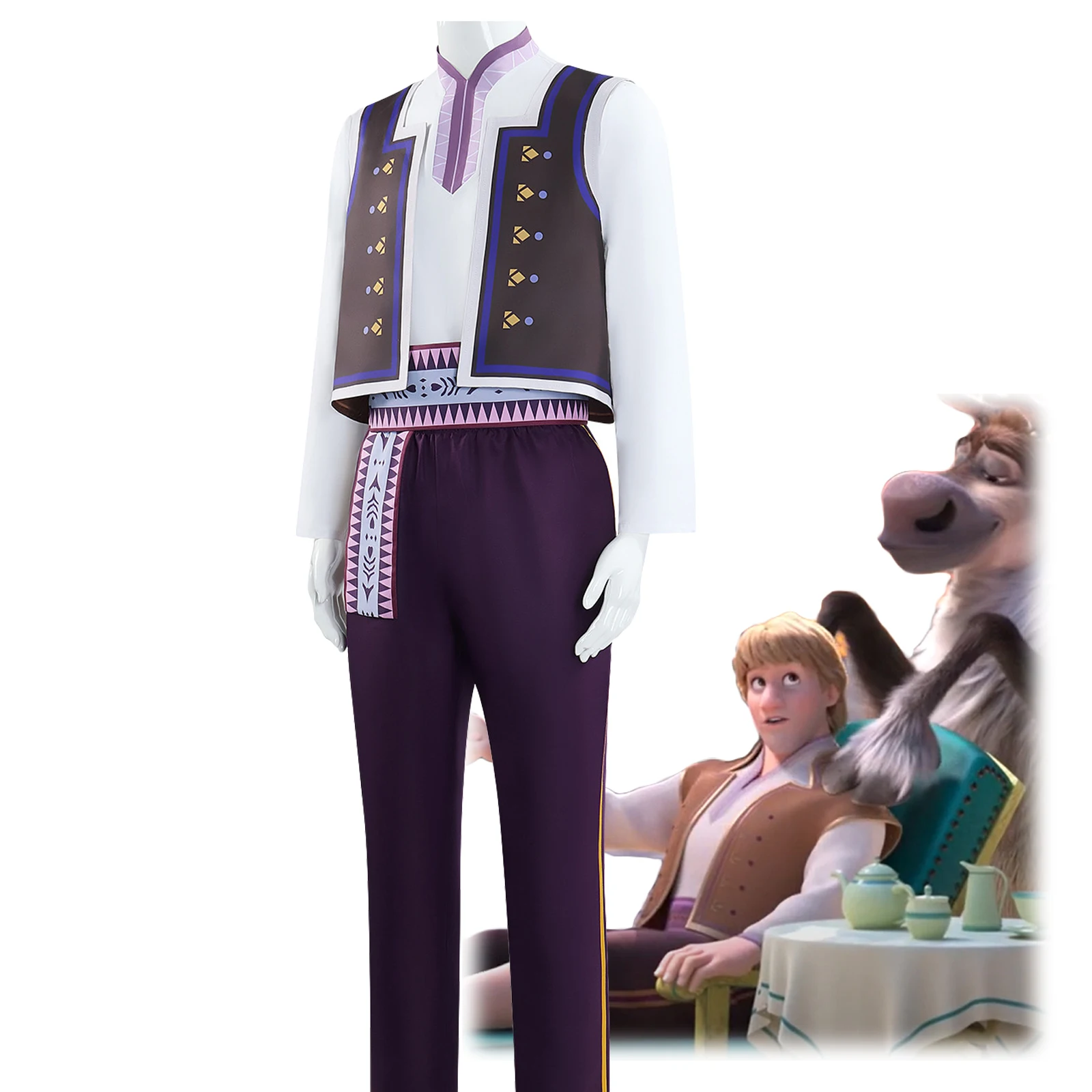 Halloween Carnival Party Clothing for Adult Men Kristoff Cosplay Proposal Clothing Costume Set Uniform Top Pants Suits Anime