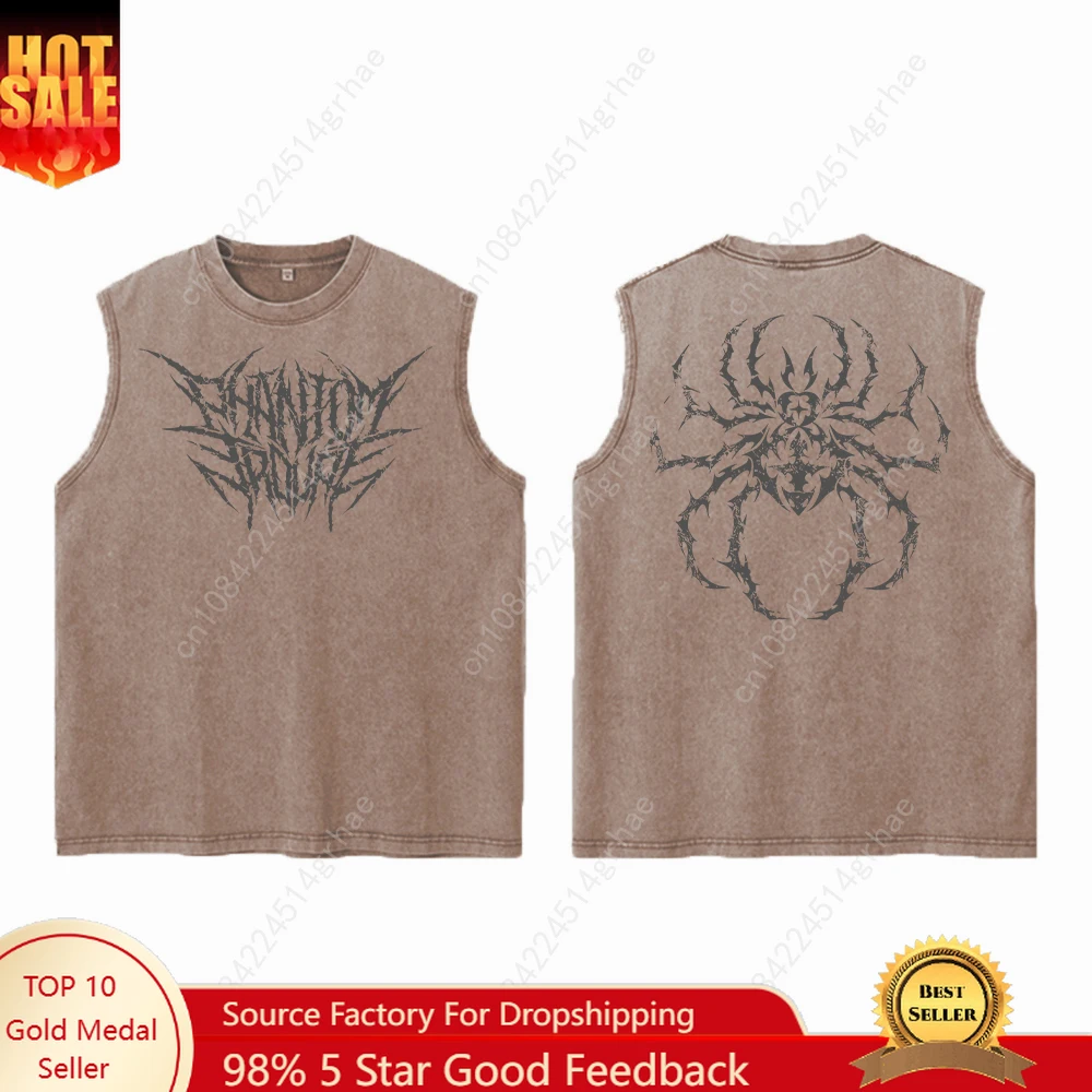 Vintage Anime Hunter X Hunter Washed Tank Top 100% Cotton Streetwear Hip Hop Loose Graphics Sleeveless Vest For Men Women