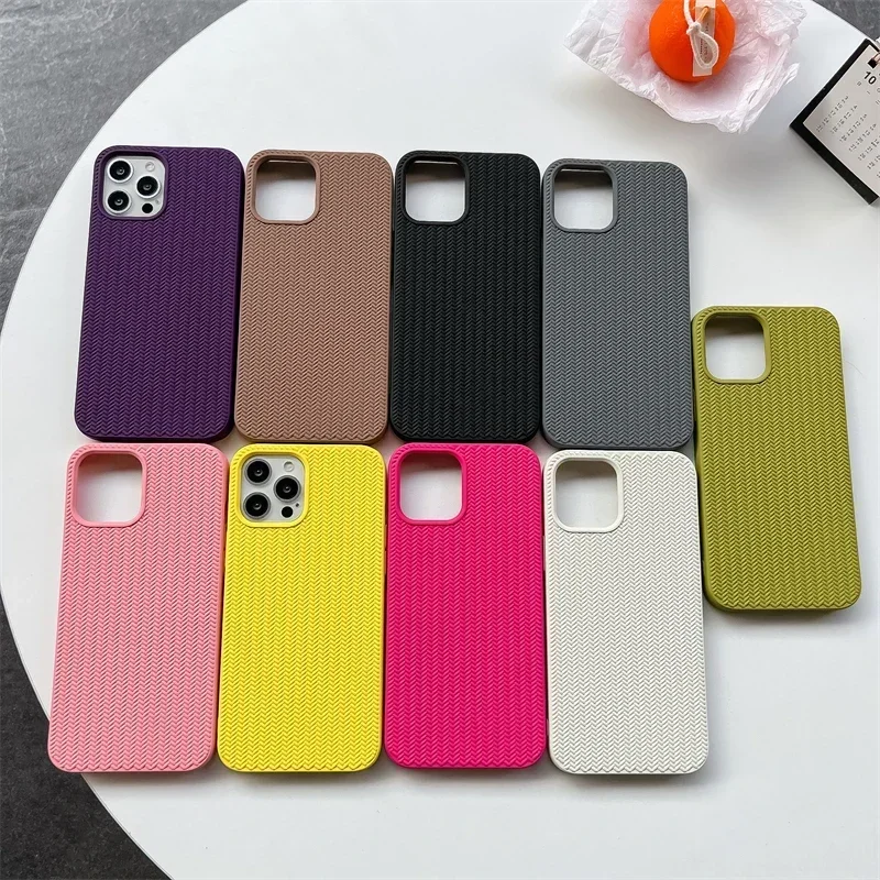 Phone Case for iphone 11 12 13 14 Pro Max 7 8 Plus X XR XS Case Soft Silicone Herringbone Pattern Funda Back Cover For iphone 11