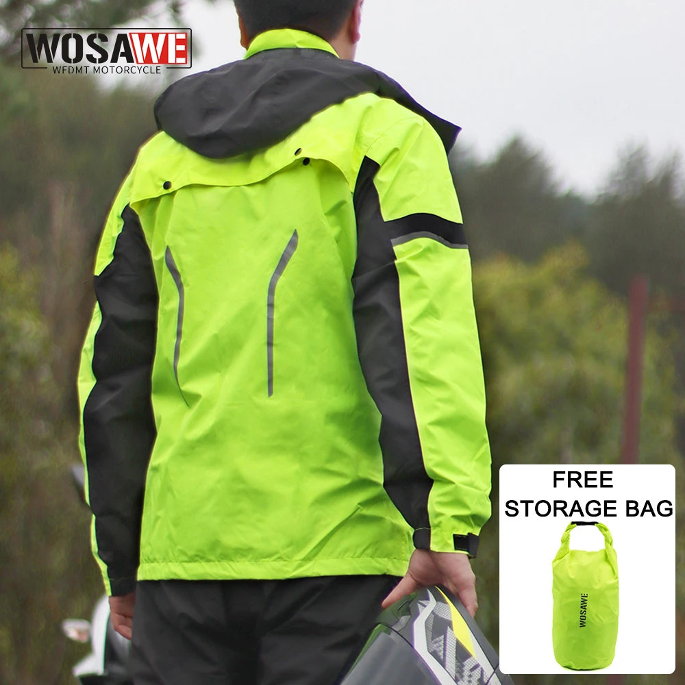 WOSAWE Motorcycle Raincoat Men Women Rainstorm Protection Motocross Waterproof Raincoat Moto Rider Rain Jacket Pants Rain Wear
