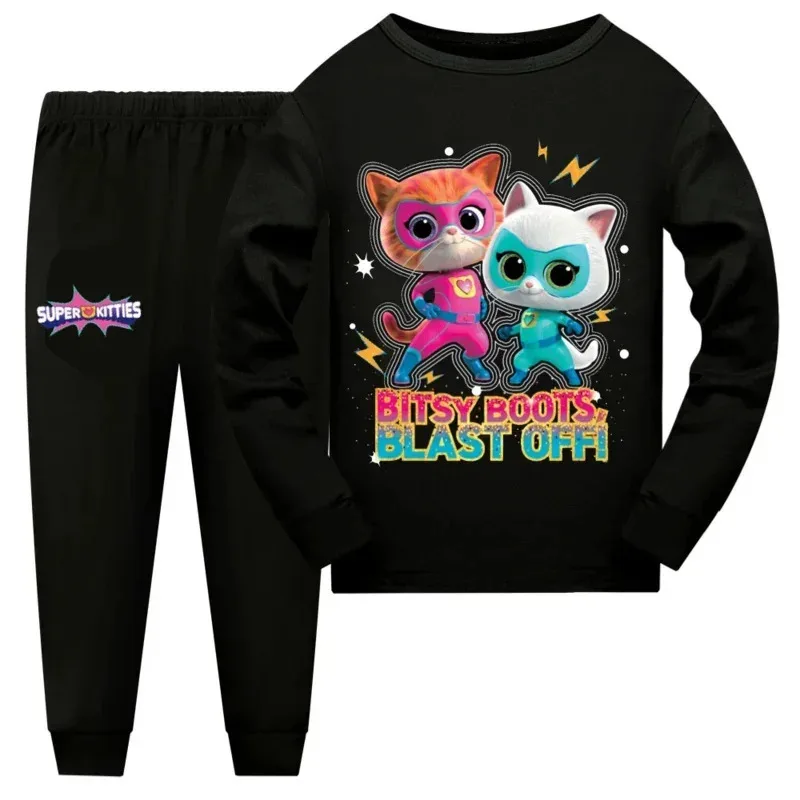 Kids SuperKitties Pajamas Set Girl Anime Super Kitties Cosplay Home Clothing Long Sleeve Children Sleepwear Boys Clothingaa
