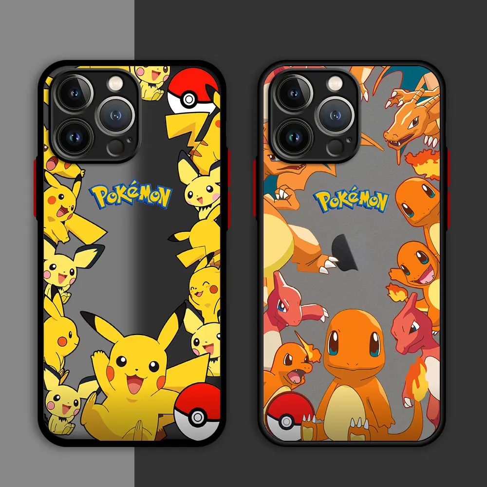 Hot Anime Cartoon Pokemon Case For Apple iPhone 11 13 15 Pro Max 14 Plus 12 Mini 7 8 SE X XS XR 6 Back Phone Cover PC Hard Funda