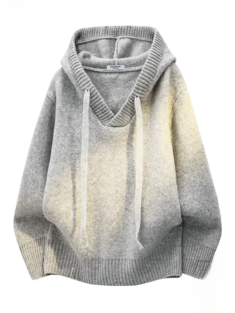 PaulFrank Retro V-Ne Hoodie Knitted Casual Sweater for Men Simple Sle Autumn New Arrival Polyester Blend Long Sve