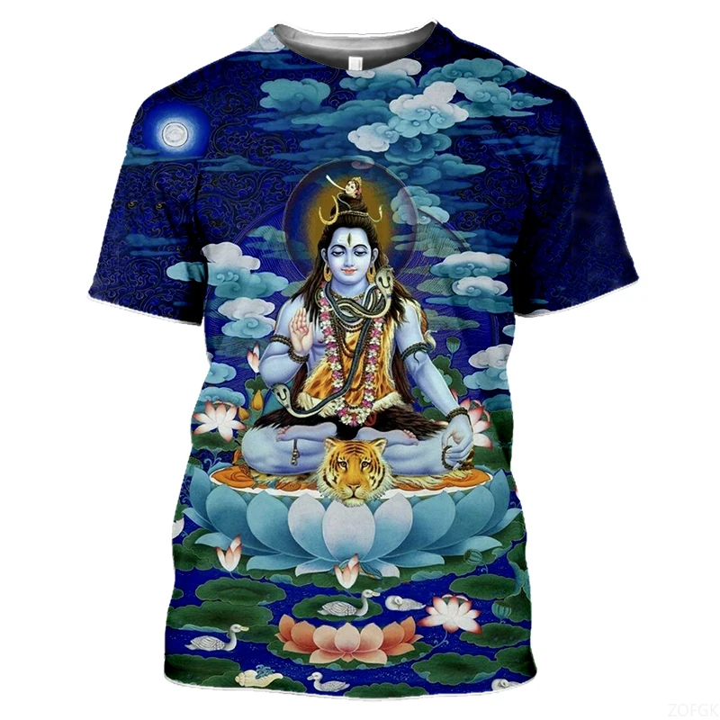Summer Fashion Indian Deities graphic t shirts New Men Casual Oversized Nation Style Printed Round Neck Short Sleeve Tees Tops