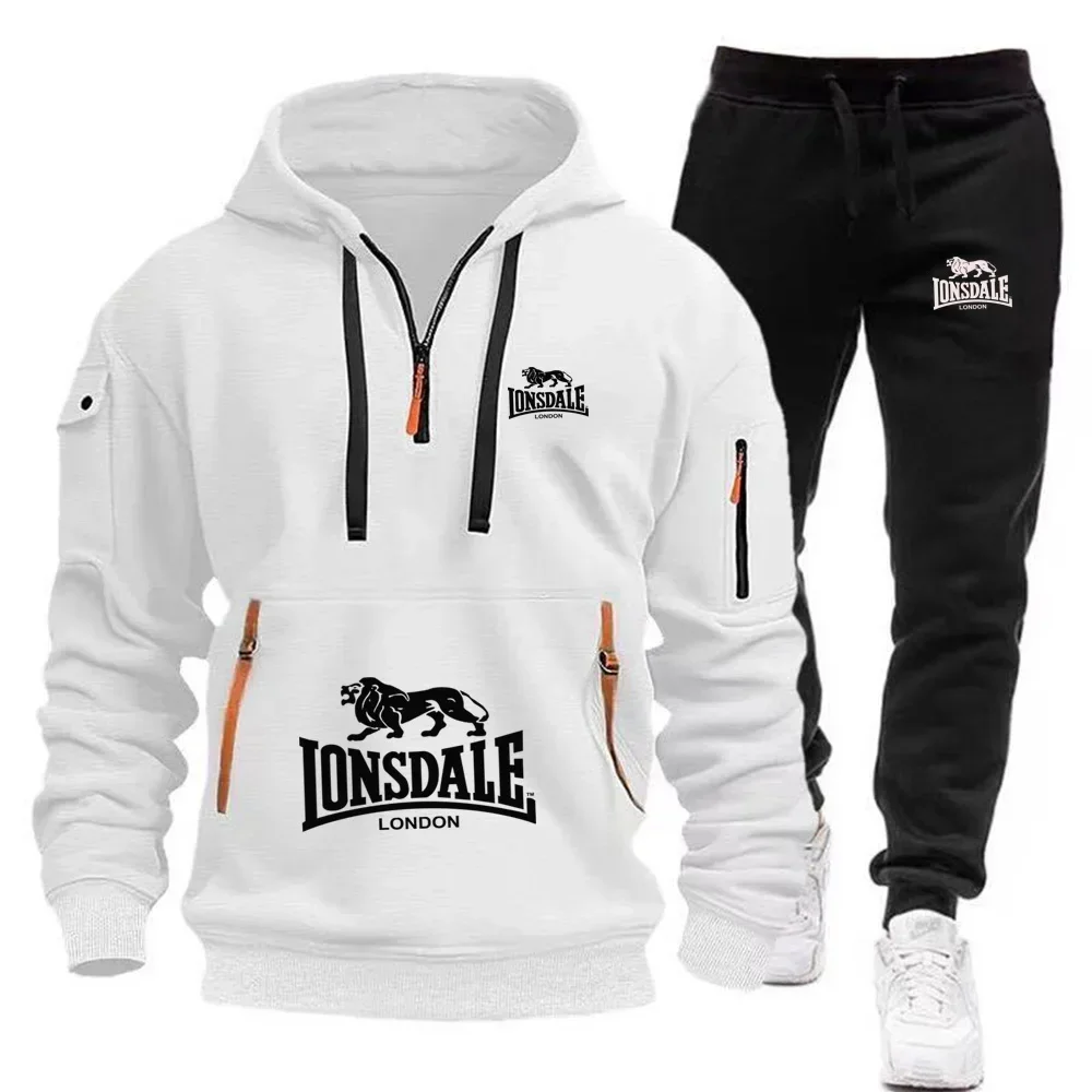 New spring and autumn men's casual jogging suit. Outdoor trend big-size men's hooded sports hoodie and pants 2-piece set.